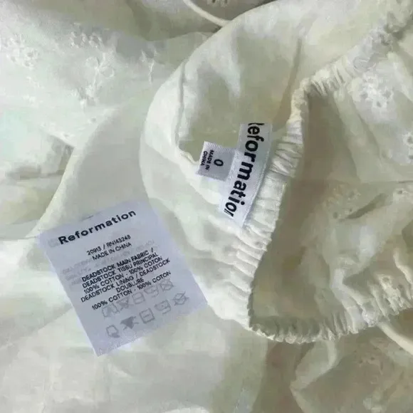 REFORMATION Heaven Sleeveless Ruffle Dress $248 White Women's 0