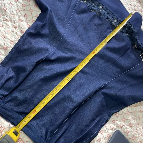 Regalia dark wash denim  suit with trumpet skirt