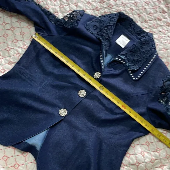 Regalia dark wash denim  suit with trumpet skirt