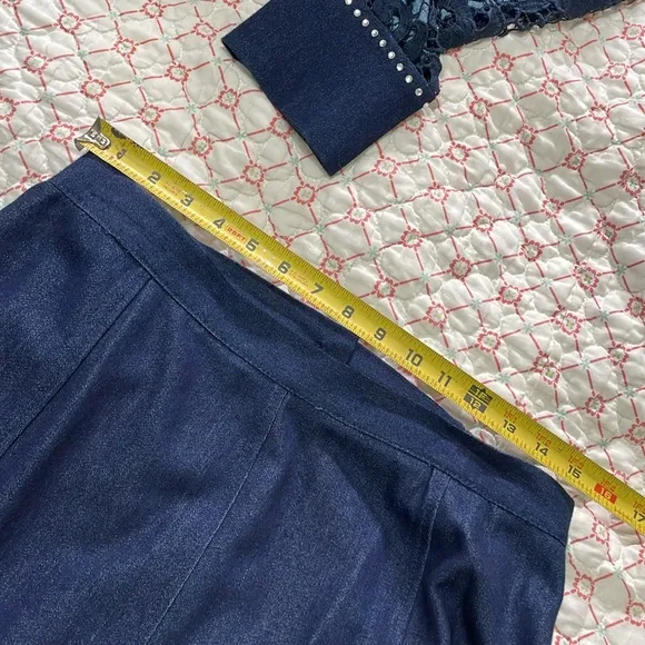 Regalia dark wash denim  suit with trumpet skirt