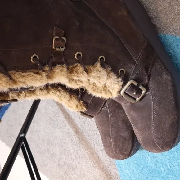 Report Shazam brown leather tall winter boots size 12 nwob