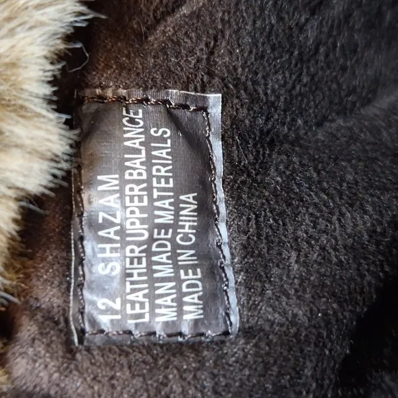 Report Shazam brown leather tall winter boots size 12 nwob