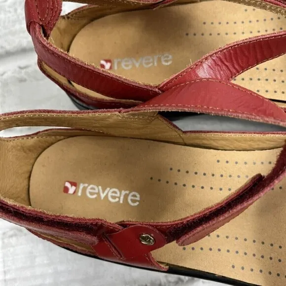 Revere Vienna Women's 10 Red Leather Adjustable Comfort Sandals