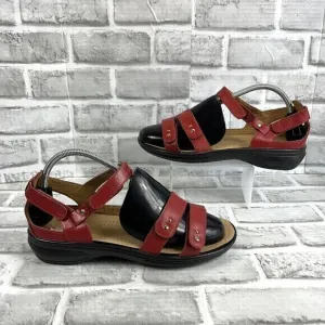 Revere Vienna Women's 10 Red Leather Adjustable Comfort Sandals