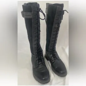 riat Iona Tall Winter Riding Boots Black Laced With Buckle Sz