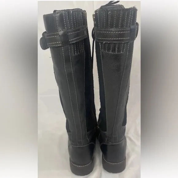 riat Iona Tall Winter Riding Boots Black Laced With Buckle Sz