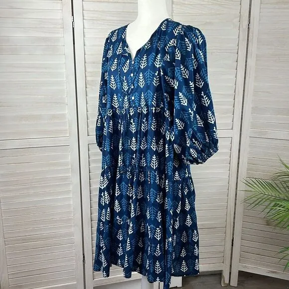 River Goddess Neera Short Dress Neela Botanical Print M/L