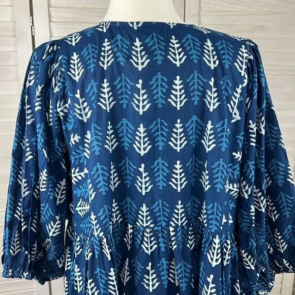 River Goddess Neera Short Dress Neela Botanical Print M/L