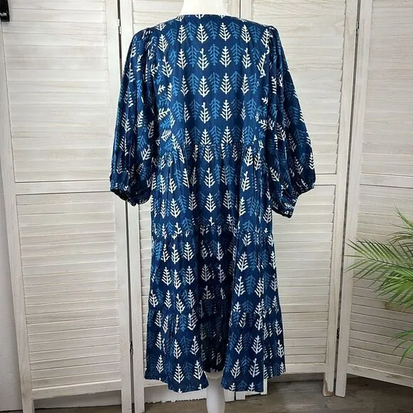 River Goddess Neera Short Dress Neela Botanical Print M/L