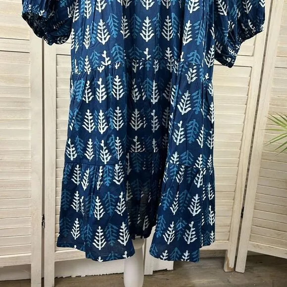 River Goddess Neera Short Dress Neela Botanical Print M/L