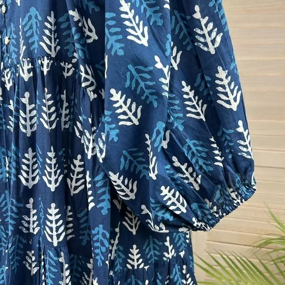 River Goddess Neera Short Dress Neela Botanical Print M/L