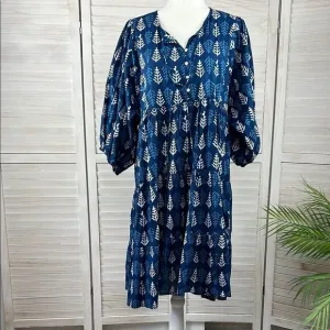 River Goddess Neera Short Dress Neela Botanical Print M/L