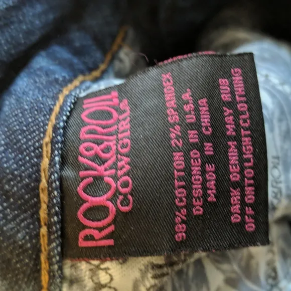 ROCK &amp; ROLL COWGIRL Aztec embroidery mid-rise medium wash bootcut jeans sz28x34L