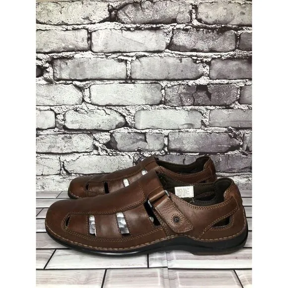 Rockport Brown Leather Fisherman Closed Comfort Strap Sandals Men Sz 11M US/44EU