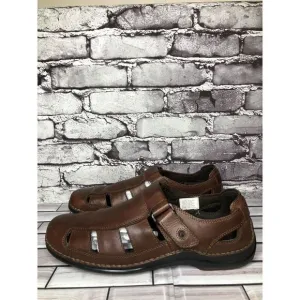 Rockport Brown Leather Fisherman Closed Comfort Strap Sandals Men Sz 11M US/44EU