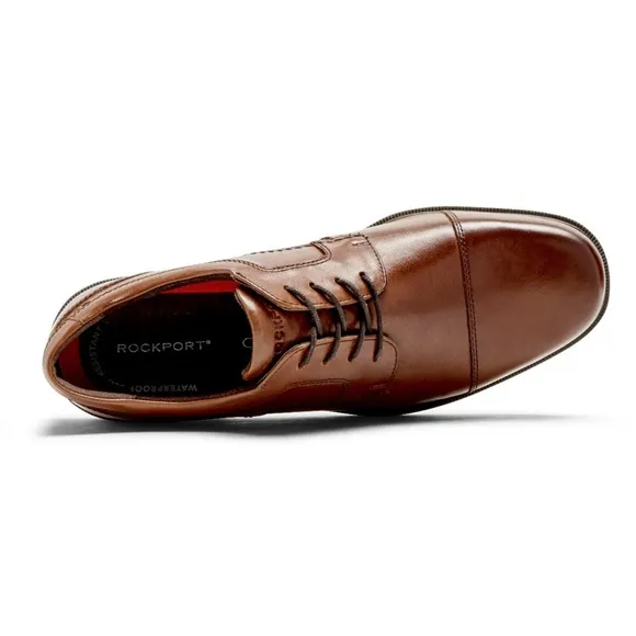 Rockport's leather Taylor Waterproof Cap Toe shoes in tan 15W