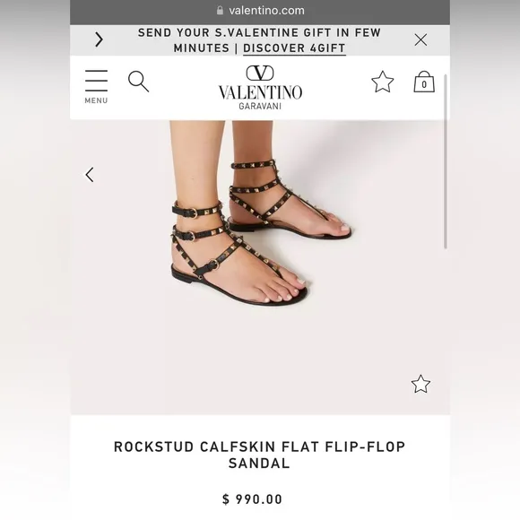 ROCKSTUD CALFSKIN FLAT FLIP-FLOP SANDAL