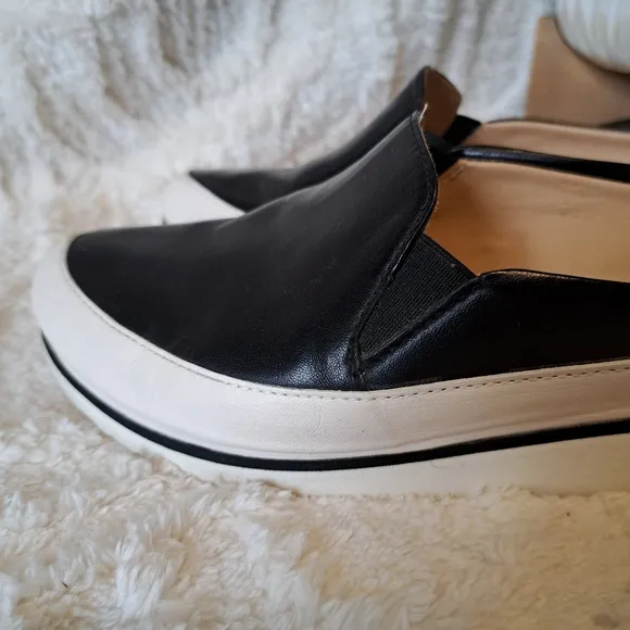 Ron White Natalie Wedge Mules Black Water Resistant Leather Shoes $395 Size 6.5