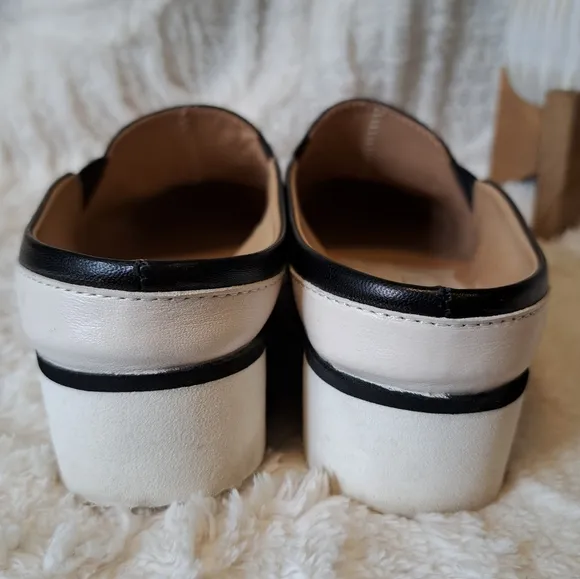 Ron White Natalie Wedge Mules Black Water Resistant Leather Shoes $395 Size 6.5