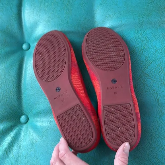 Rothy’s Botanicamo washable ballet flat bright cheerful coral hot pink red 10