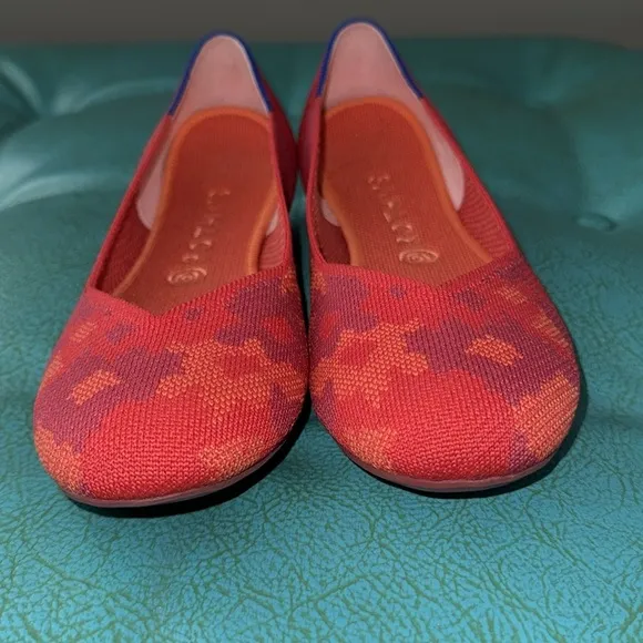 Rothy’s Botanicamo washable ballet flat bright cheerful coral hot pink red 10
