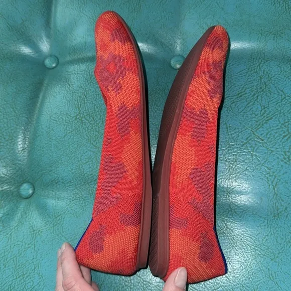 Rothy’s Botanicamo washable ballet flat bright cheerful coral hot pink red 10
