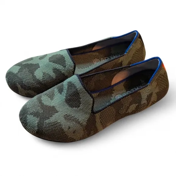 Rothy’s The Kids Loafer Olive Camo Slip On Washable Comfort Stretch Big Kids 3