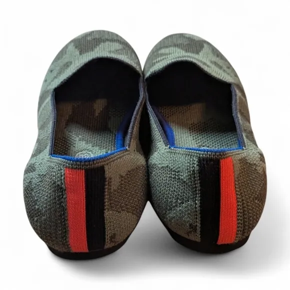 Rothy’s The Kids Loafer Olive Camo Slip On Washable Comfort Stretch Big Kids 3