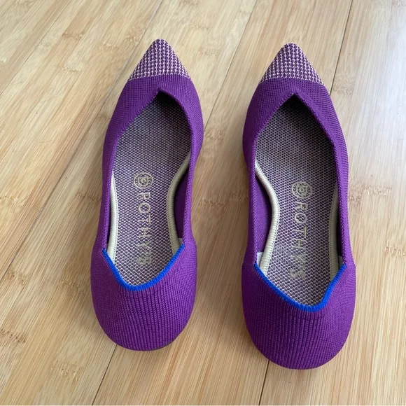 Rothy’s The Point in Purple Mulberry Rare Retired Slip On Flat Shoes Size 7 Wide