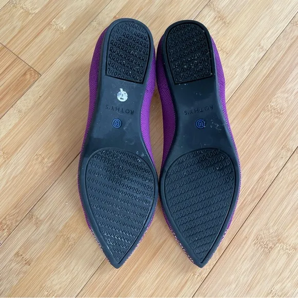 Rothy’s The Point in Purple Mulberry Rare Retired Slip On Flat Shoes Size 7 Wide