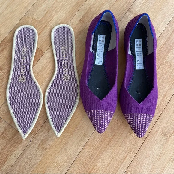 Rothy’s The Point in Purple Mulberry Rare Retired Slip On Flat Shoes Size 7 Wide