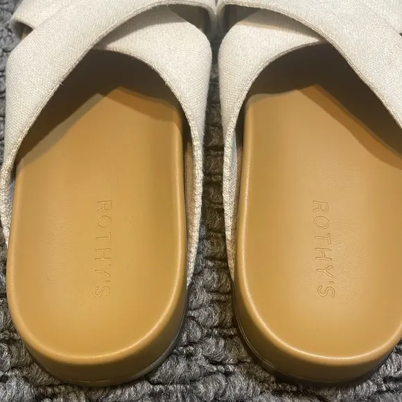 Rothy's The Weekend Slide Sandals Women’s Sz 9.5 Hemp Vacation Resort Beach Pool