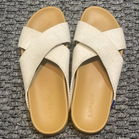 Rothy's The Weekend Slide Sandals Women’s Sz 9.5 Hemp Vacation Resort Beach Pool