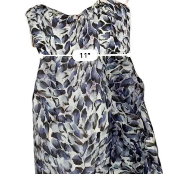 RTR Katie May Baby Cakes Off White &amp; Blue Printed Strapless‎ Maxi Dress Sz S