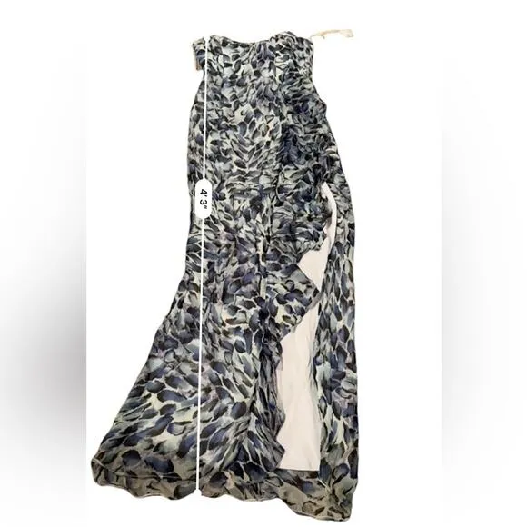 RTR Katie May Baby Cakes Off White &amp; Blue Printed Strapless‎ Maxi Dress Sz S