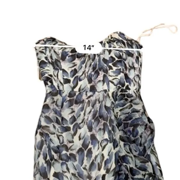 RTR Katie May Baby Cakes Off White &amp; Blue Printed Strapless‎ Maxi Dress Sz S