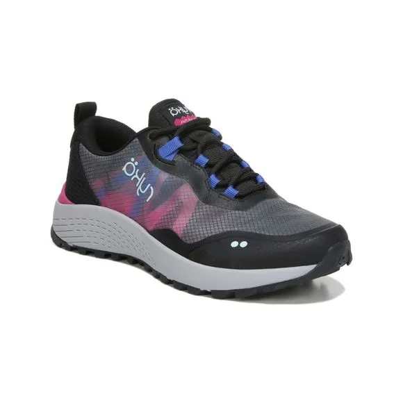 RYKA Womens Black Mixed Media Kahuna Round Toe Wedge Sneakers Shoes 7 M