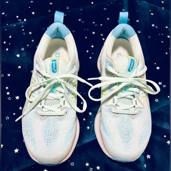 SALE-LIKE NEW ASICS Women's Gel-Cumulus25 Running Shoes Sz 8 Blue-Yellow Worn 2X