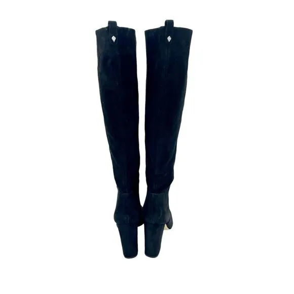 Sam Edelman Black Suede Leather Knee-High Boots Pull On SZ 10 New $225