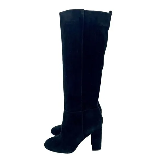 Sam Edelman Black Suede Leather Knee-High Boots Pull On SZ 10 New $225