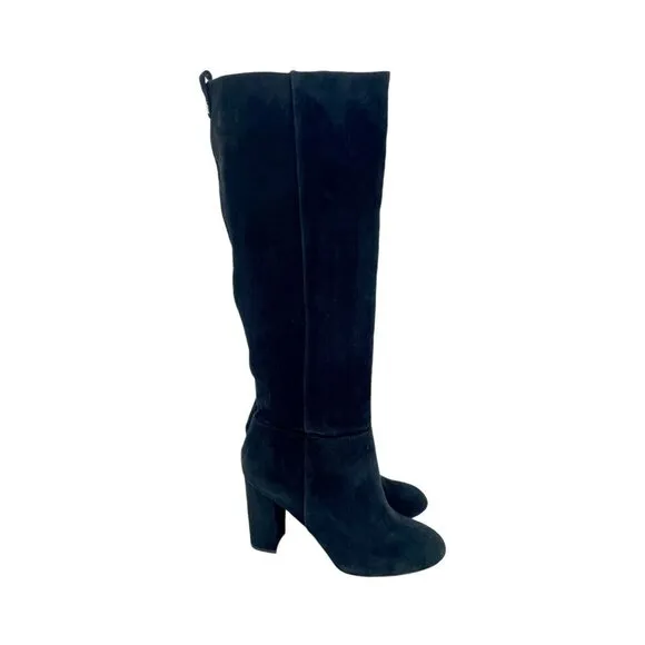 Sam Edelman Black Suede Leather Knee-High Boots Pull On SZ 10 New $225
