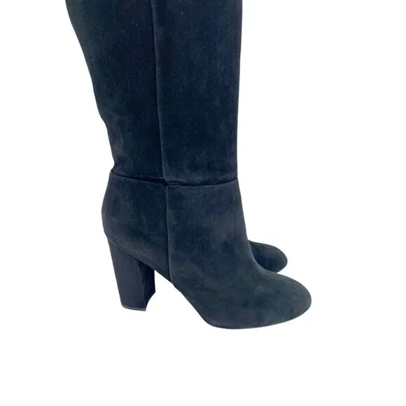 Sam Edelman Black Suede Leather Knee-High Boots Pull On SZ 10 New $225