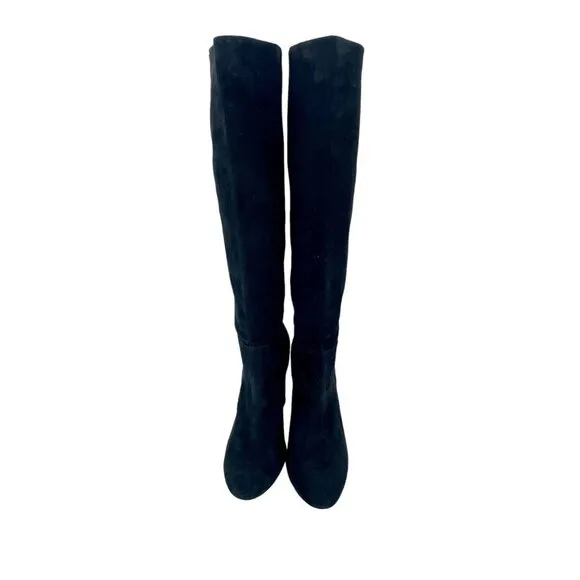 Sam Edelman Black Suede Leather Knee-High Boots Pull On SZ 10 New $225