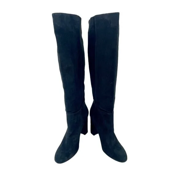 Sam Edelman Black Suede Leather Knee-High Boots Pull On SZ 10 New $225