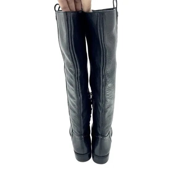 Sam Edelman Boots Soft Studded Leather Tall Riding Boot Black Sz 8 New