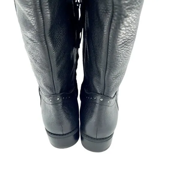 Sam Edelman Boots Soft Studded Leather Tall Riding Boot Black Sz 8 New