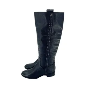 Sam Edelman Boots Soft Studded Leather Tall Riding Boot Black Sz 8 New