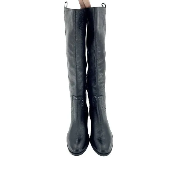 Sam Edelman Boots Soft Studded Leather Tall Riding Boot Black Sz 8 New