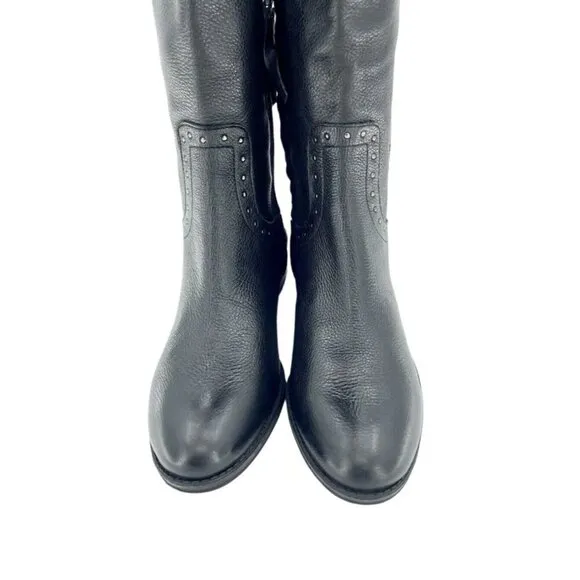 Sam Edelman Boots Soft Studded Leather Tall Riding Boot Black Sz 8 New