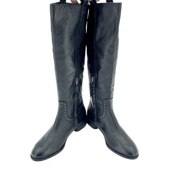 Sam Edelman Boots Soft Studded Leather Tall Riding Boot Black Sz 8 New